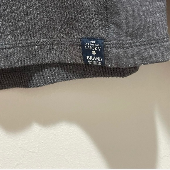 🍀LUCKY BRAND Men’s Gray FRENCH RIB MOCK NECK Pullover Polo Shirt Long Slv Sz M - Picture 6 of 10